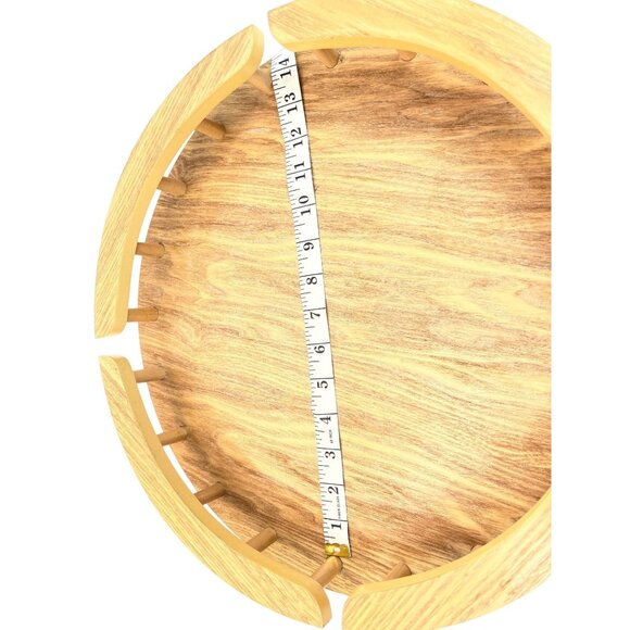 Round Mid-Century Modern Wooden Lazy Susan Serving Tray - Picture 7 of 8